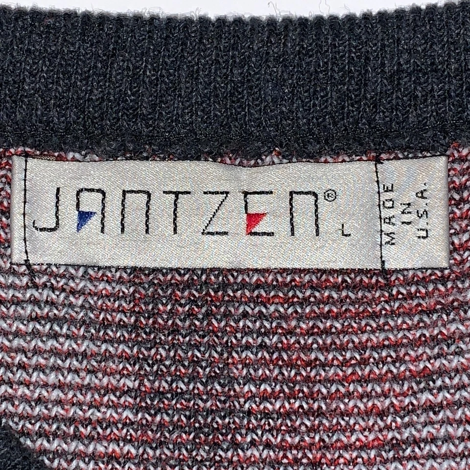 Vtg Jantzen 90's Men's Size L Multicolor Geometric Grandpa Sweater Made in USA - Image 3 of 4