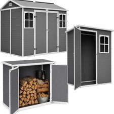 Resin Outdoor Storage Shed with Floor Lockable Garden Shed with Window Sloped