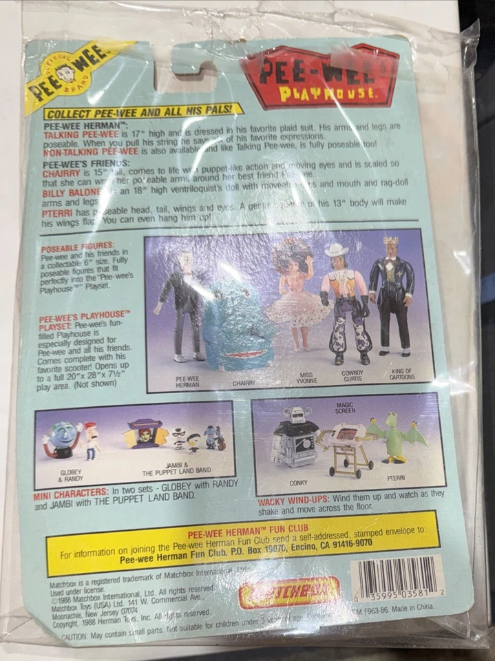 Pee-wee's Playhouse Randy & Globey Action Figures New mint On Card RARE 1988 Wow - Image 3 of 3