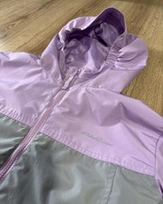 Eddie Bauer Girls Colorblock Hooded Jacket Purple Gray L (14/16) Full Zip