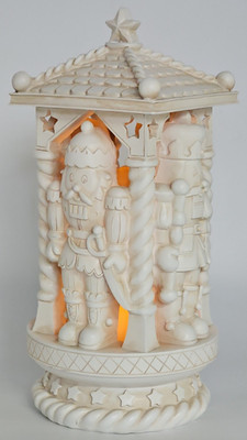  Vintage Cream Christmas Nutcracker Carousel LED Lantern Light Up Timer...