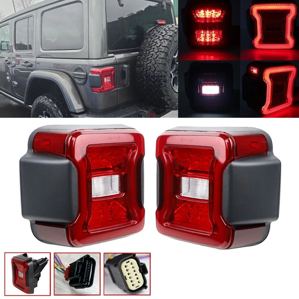 Par de luces traseras LED con enchufe de punto ciego y soporte para Jeep Wrangler JL 2018-2024 Foto 2 de 4