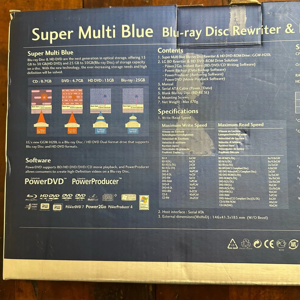 LG GGW-H20L SATA 6X BluRay + HDDVD multi drive CD DVD NEW In Open Box - Image 4 of 4