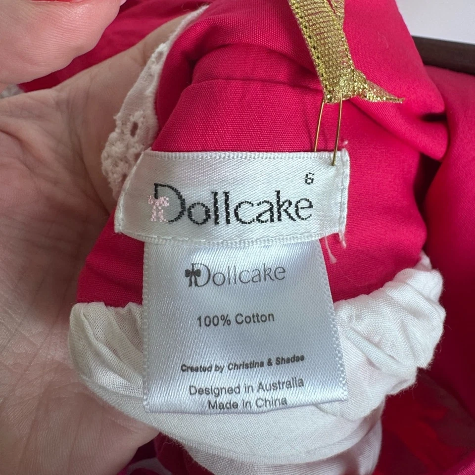 Dollcake Red Bells Frock Girls Dress 6 NEW Party Christmas Holiday Formal Gala - Image 4 of 4