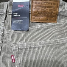 Levis Pants 578 Baggy Corduroy Mens 32 28 Light Khaki Beige Cotton Premium New