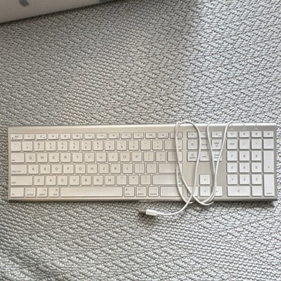 Macally ACEKEYA Wired USB Aluminum Silver White QWERTY Numeric Keypad Keyboard