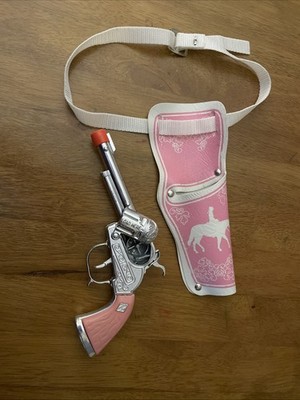 Vintage Halco Pink Girl's Toy Cap Gun w/ Holster Cowgirl Dress-Up