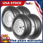 4PCS ST205/75D15 Trailer Tires 15" Rim 5 Lug on 4.5" 15in Fuel-saving for Cargo