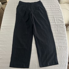 NWT A New Day Women's Black High-Rise Straight Trousers Pleated Front- Size 10