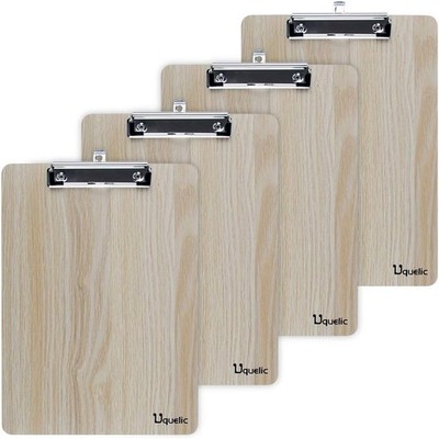 Schreibbrett A4 4 Stück Elegantes Design Holzmaserung Metallklemme Beige