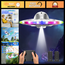 Foam UFO Drone for Kids - LED Remote Control Helicopter, Auto Hover, 2 Batteries