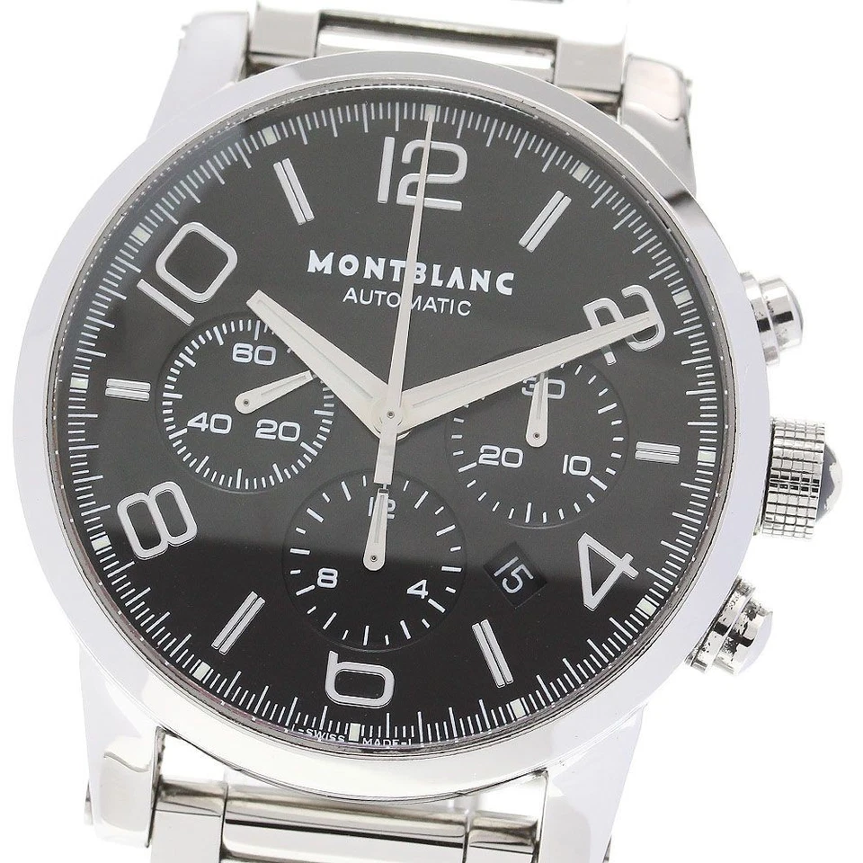 Montblanc 7069 Timewalker Cronógrafo Fecha Automático Reloj Hombre SS Esfera Negra Foto 2 de 4