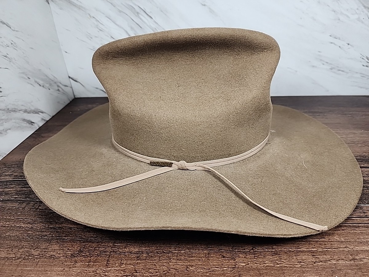 VTG Resistol 5X Beaver Cowboy Hat Texas DPS Self Conforming Grey