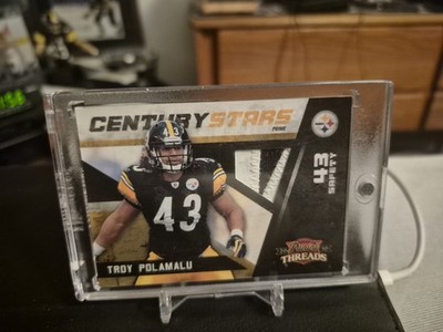 2010 PANINI THREDS CENTURY STARS POLAMALU GAME WORN  PATCH CARD JERSEY # 43/50