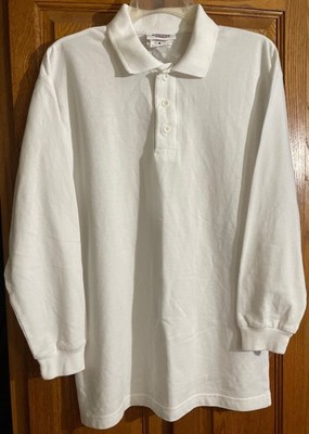Dickies Men's White Long Sleeve Polo Shirt - Size S (14-14.5)