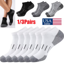 3  Mens Athletic Ankle Socks Moisture Wicking Cushion Running Low Cut Sock USA