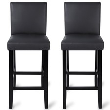 Barhocker 2x Bistrohocke Barstühle mit Lehne Hocker Massivholz Grau 21gr-2