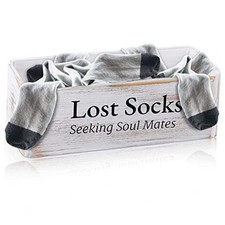 Farmhouse Lost Socks Storage Funny Laundry Sign Wooden Storage Basket Laundry