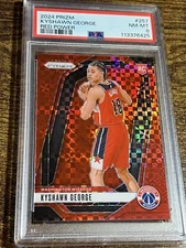 KYSHAWN GEORGE 2024-25 Prizm Rookie Red Power Refractor /75 #257 Wizards PSA