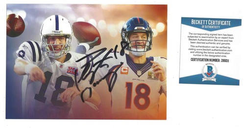 PEYTON MANNING INDIANAPOLIS COLTS SIGNED 5x7 PHOTO CARD NFL HOF BECKETT COA BAS 