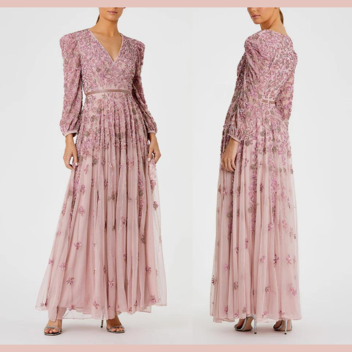 ●Mac Duggal●シフォン ティアード フリルガウン Mac Duggal Ruffle Shoulder Lace Up Back Sweetheart Neckline