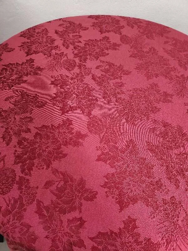 72" Round Target Solid Red On Red Print Cloth Tablecloth Berries Chysanthenum Pi - Image 4 of 4