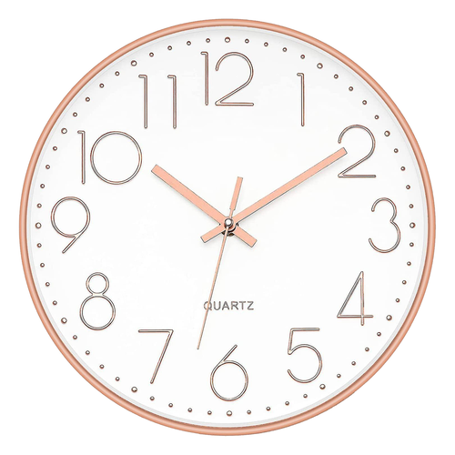Wall Clock Silent Movement Quartz Black White Gold Silver Round 12 Inch Clocks - Picture 11 of 17