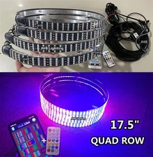 JHB 17.5" QUAD ROW Bluetooth Remote CHASING FLOW LED Trucks Wheel Rim Lights Kit