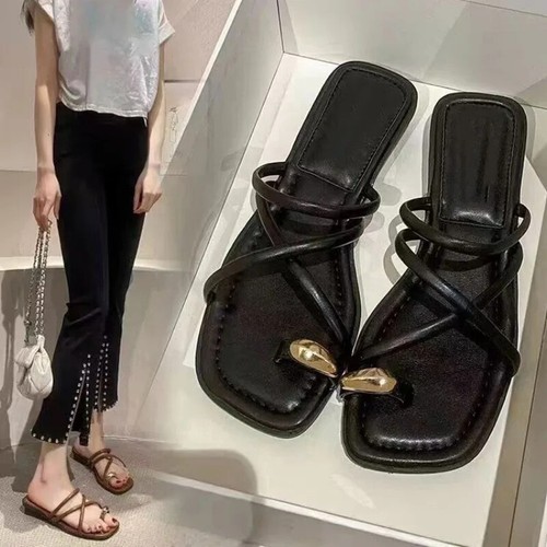 Mujer Zapatilla Mujer Verano Tacón Zapatos Tacones Bajos Sandalias Mujer Playa Damas - Imagen 2 de 15