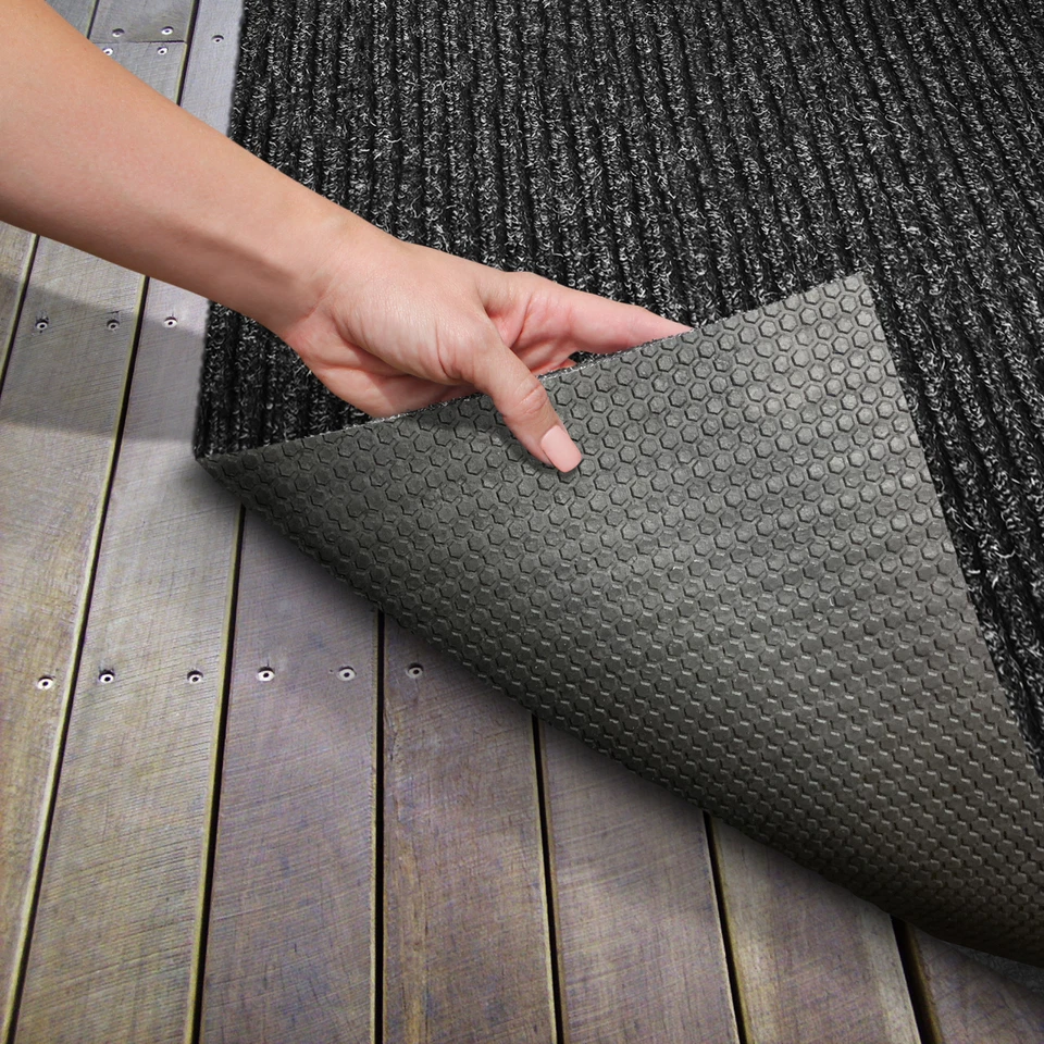 HEAVY-DUTY RIBBED INDOOR/OUTDOOR CARPET CHARCOAL BLACK patio deck boat garage - Image 2 of 4