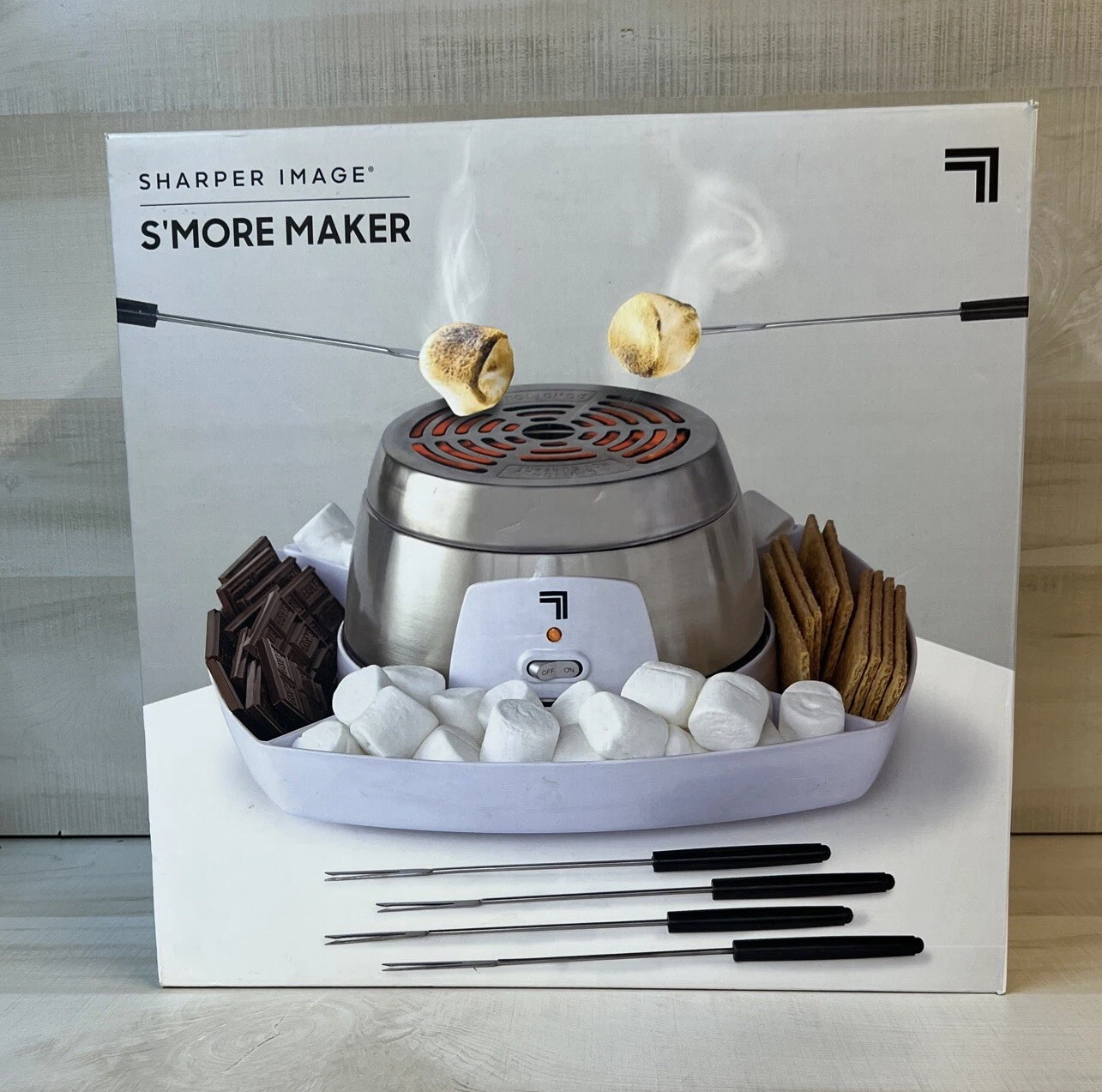 SHARPER IMAGE Electric Tabletop S'mores Maker for Indoors, 6-Piece Set, NEW