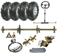 32" Rear Axle Kit Complete 7" Wheels Front Steering Hub Go Kart ATV Trike Quad