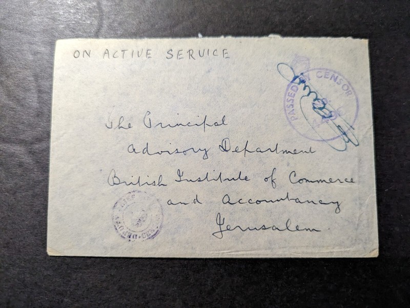 1943 England Military Cover Field Post Office FPO 550 to Jerusalem Palestine