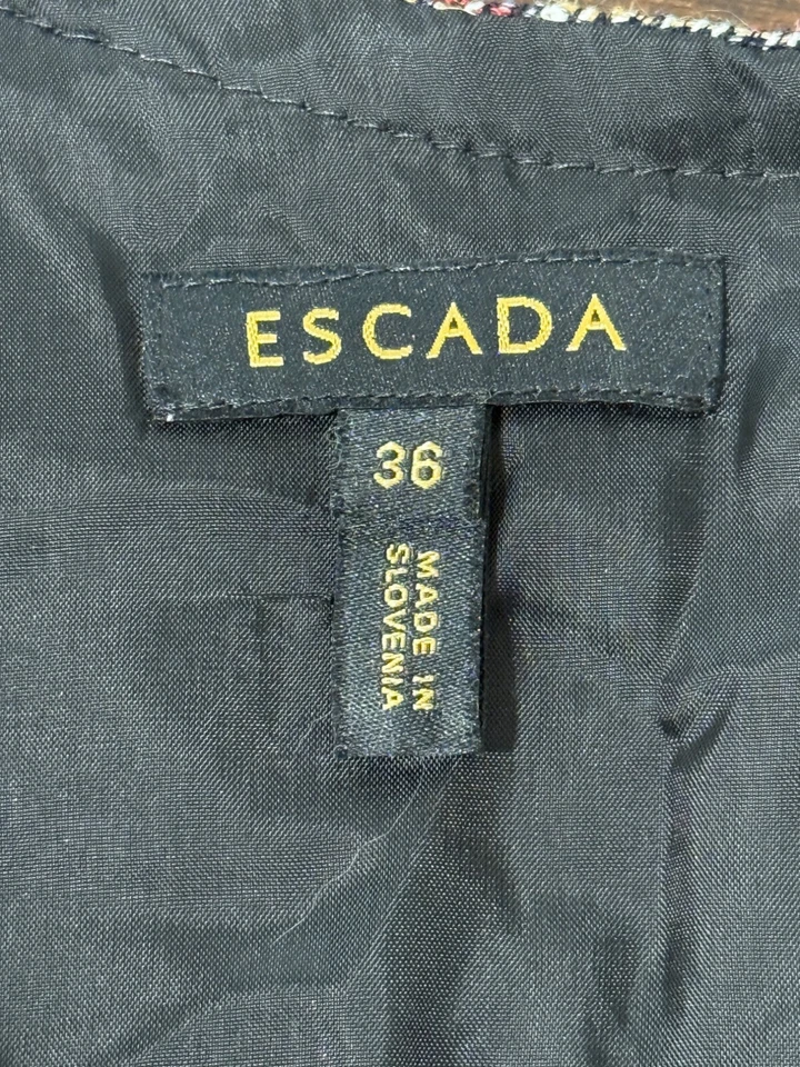 Vestido Escada para mujer tweed cuello en V manga gorra lino mezcla algodón talla 36 / EE. UU. 6 Foto 4 de 4