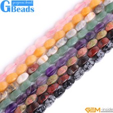 Assorted Twist Natural Gemstones Loose Beads For Jewelry Making 15" 6x12mm