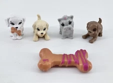 Barbie Doll Pet Dog Lot With Accessories Removable Bone Food EUC