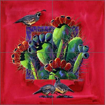 Ceramic Tile Mural Backsplash Libby Southwest Quail Bird Wildlife Art SLA026