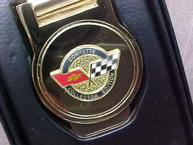 CORVETTE COLLECTOR ED. GOLD CHROME MONEY CLIP GIFT BOX FLIP STYLE NOS QUALITY - Image 2 of 4