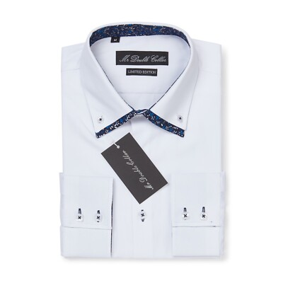 MENS SHIRT SMART CASUAL FORMAL UNUSUAL DOUBLE COLLAR LONGSLEEVE | eBay MENS SHIRT SMART CASUAL FORMAL UNUSUAL DOUBLE COLLAR LONGSLEEVE | eBay
