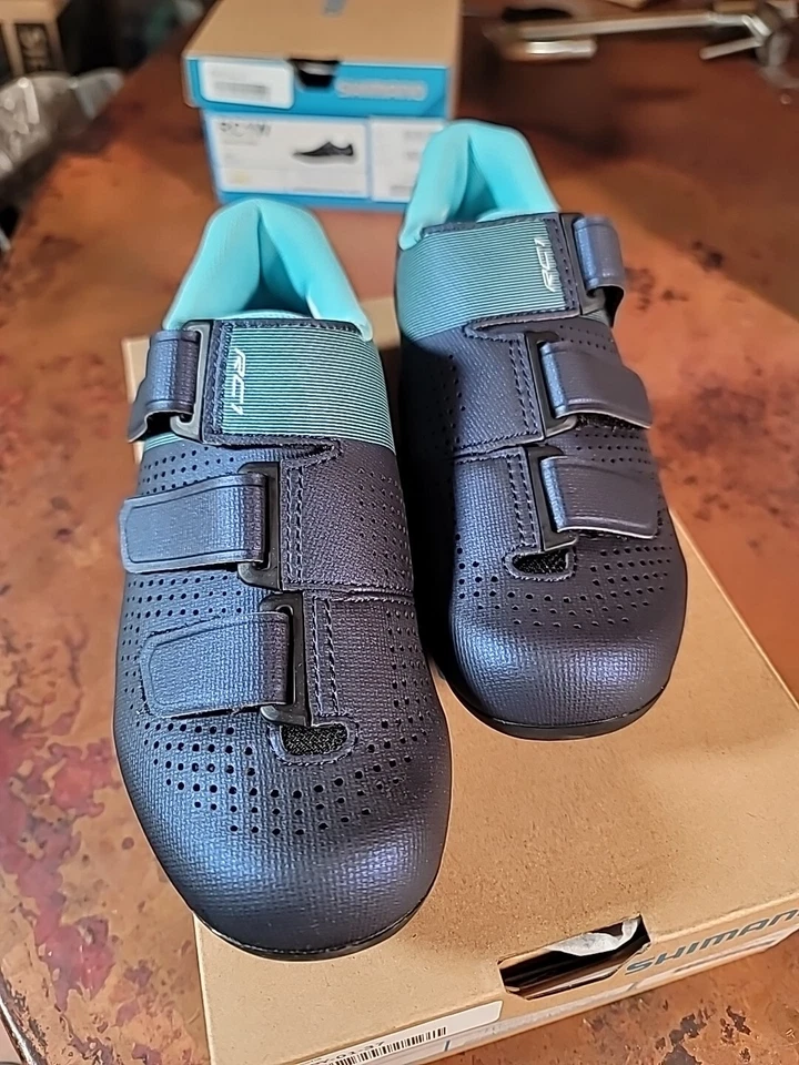 全新 Shimano RC1W SH-RC100W 女式公路自行车鞋 EU 37 美国 6.5 女式海军蓝  — 第 3/4 张图片