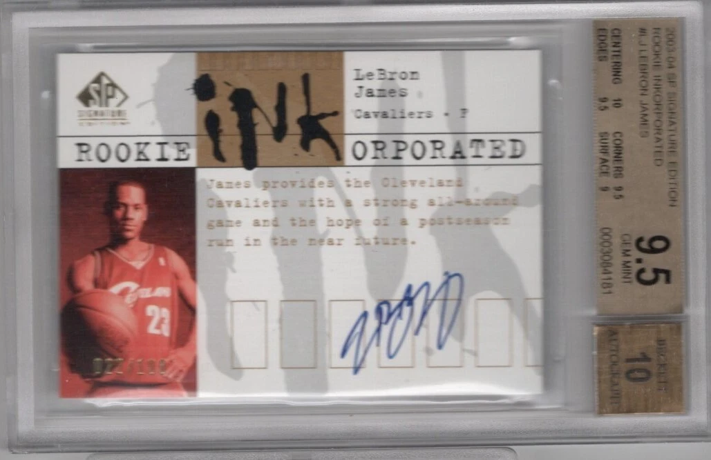 LeBron James Grade 9.5 Basketball Autographed Sports Trading Cards