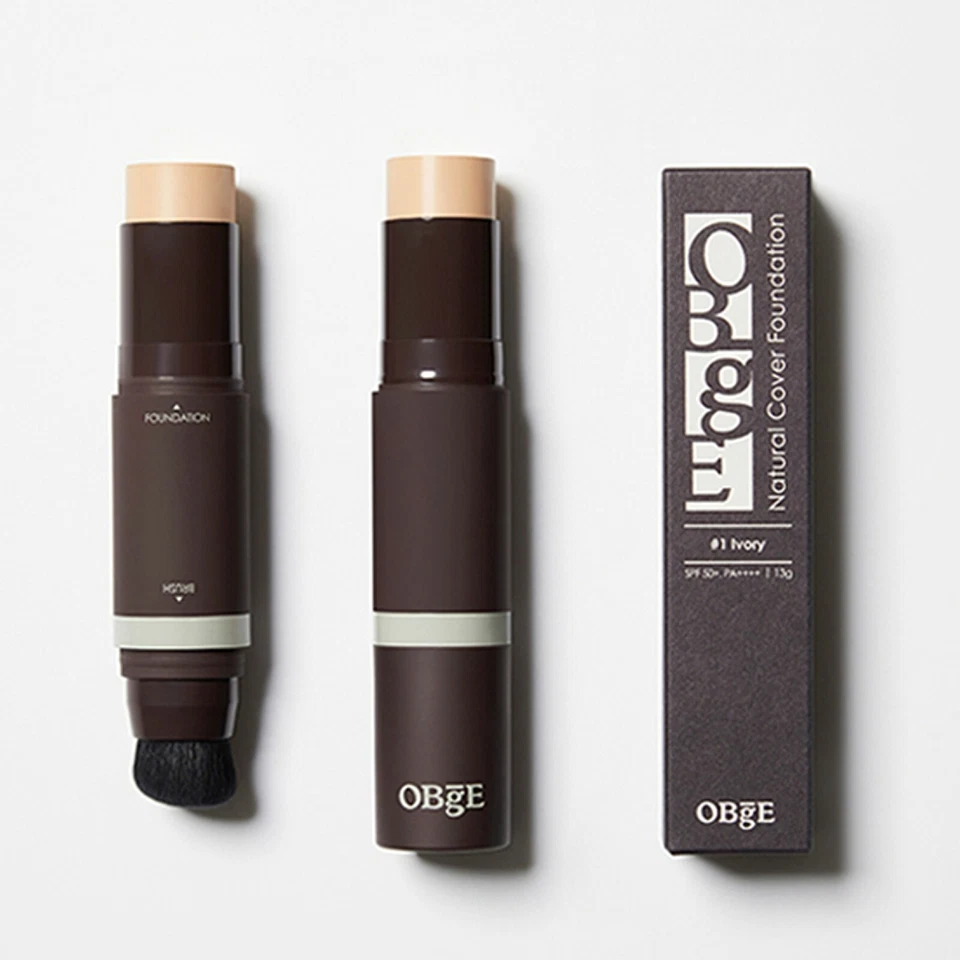 OBGE Natural Cover Foundation 13g for MEN SPF50+/PA++++ Built-in Makeup Brush - Image 2 of 4