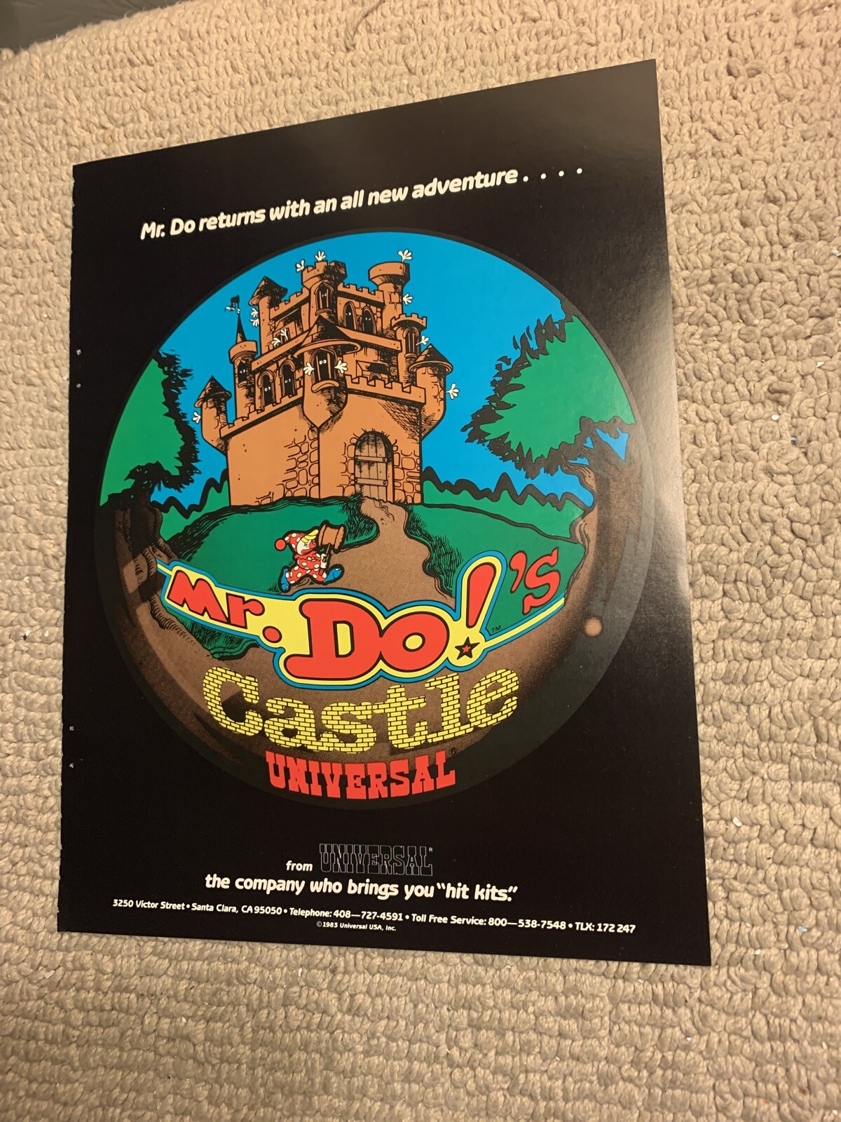 Original 1984 11- 8” Mr Do’s Castle Universal arcade video game AD FLYER