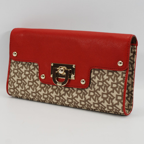 DKNY AUTHENTIC T&C HARDWARE CHINO RED LOGO SHOULDER BAG HANDBAG PURSE NWT - Picture 3 of 7