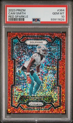 Cam Smith 2023 Panini Prizm RC Red Sparkle SP PSA 10 (Pop 2) #364 Dolphins
