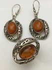 Vintage Russian Set Earrings Ring Sterling Silver 925, Women's Jewelry 17,8 gr