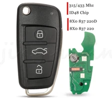 3BTN 315MHz 434MHz ID48 Keyless Go Proximity Flip Remote Control Key For Audi