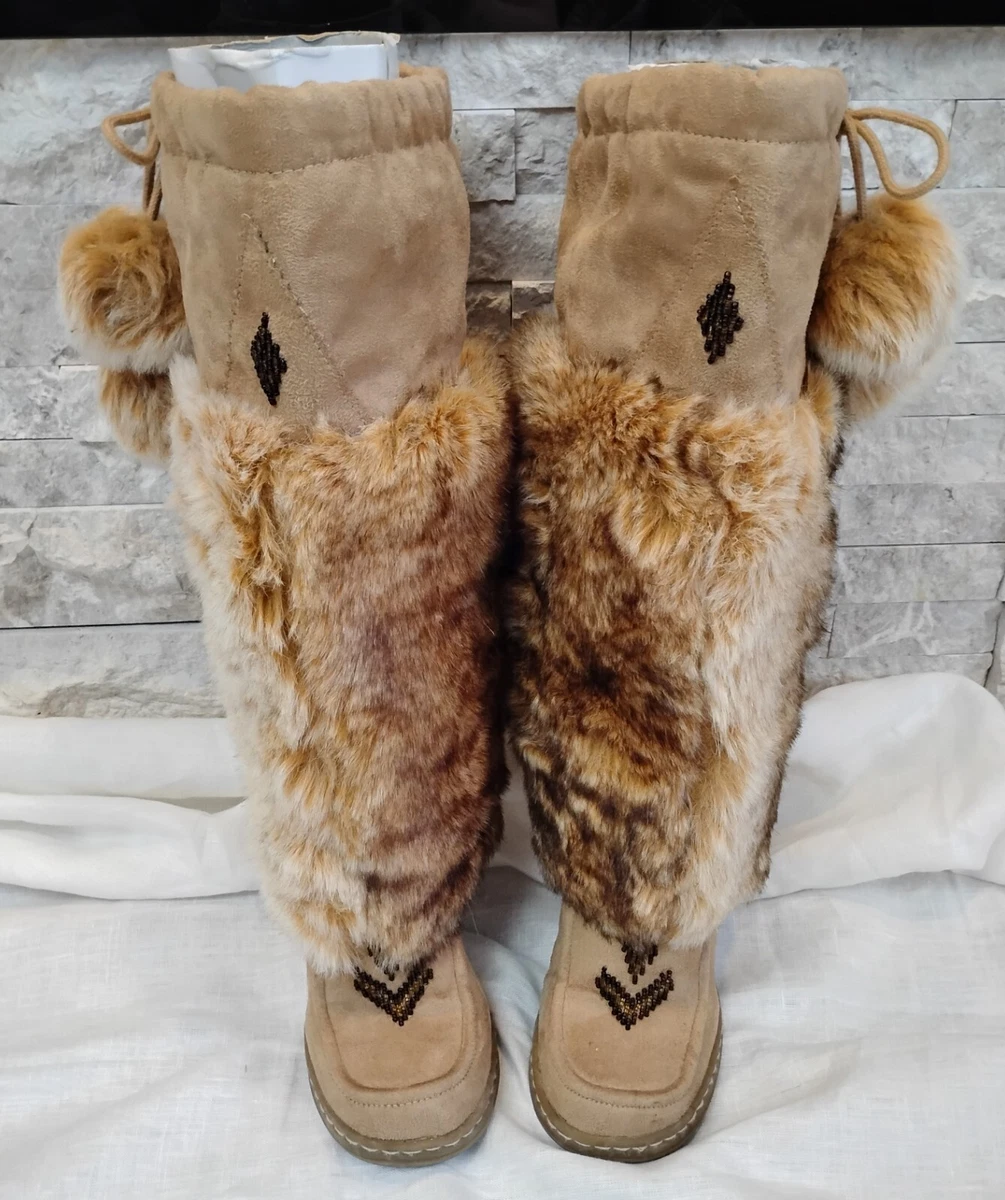 Botas Anne Michelle Imitación Piel Gamuza Shera Tacón Alto Apilado Talla 5.5 Forradas con Cuentas