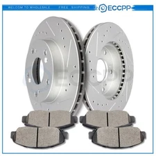 Front Brake Rotors Ceramic Pads Drill Slot For 2006-2010 2011 Honda Civic