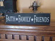 Faith Family Friends Rustic Farmhouse Inspirational Country Sign Distressed